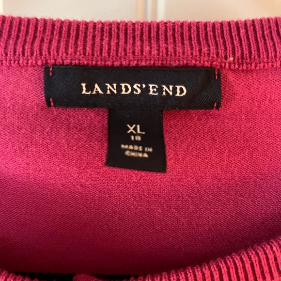 Lands' End Women's Fuchsia Button-Front Cardigan Sweater - Picture 3 of 4